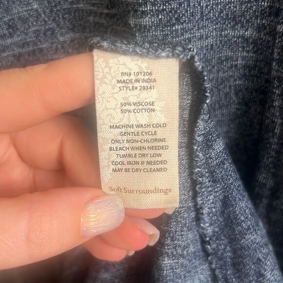 ✨Soft Surroundings Electra Cold Shoulder Blue Maxi Sz Large Dress✨ - Picture 9 of 9